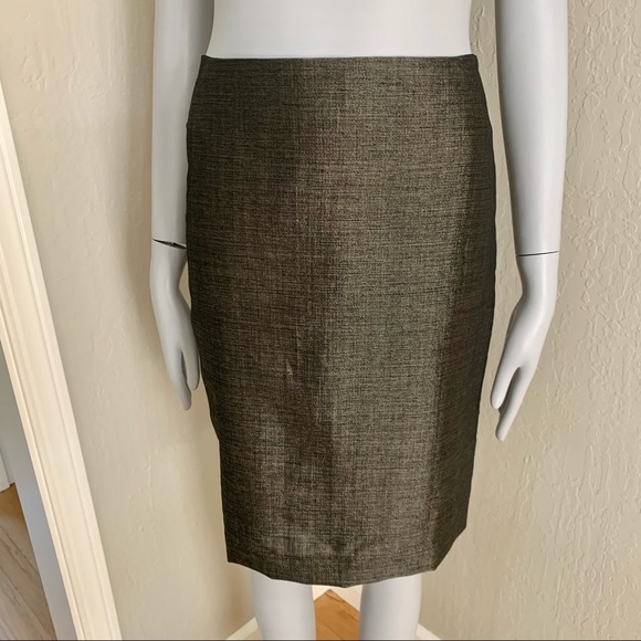LAFAYETTE 148 NEW YORK Wool Blend Pencil Skirt Black Gold Metallic Shimmer - Picture 16 of 16